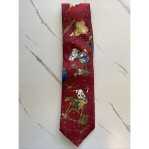 Saturday Evening Post Norman Rockwell Christmas Santa Stars Holiday Tie NEW NWT